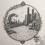 Watercolor sketch of neo-los angeles skyline… – tattoo sketch (№1751856942_0, 07.07.2025 02:55) — tattoovalue.net