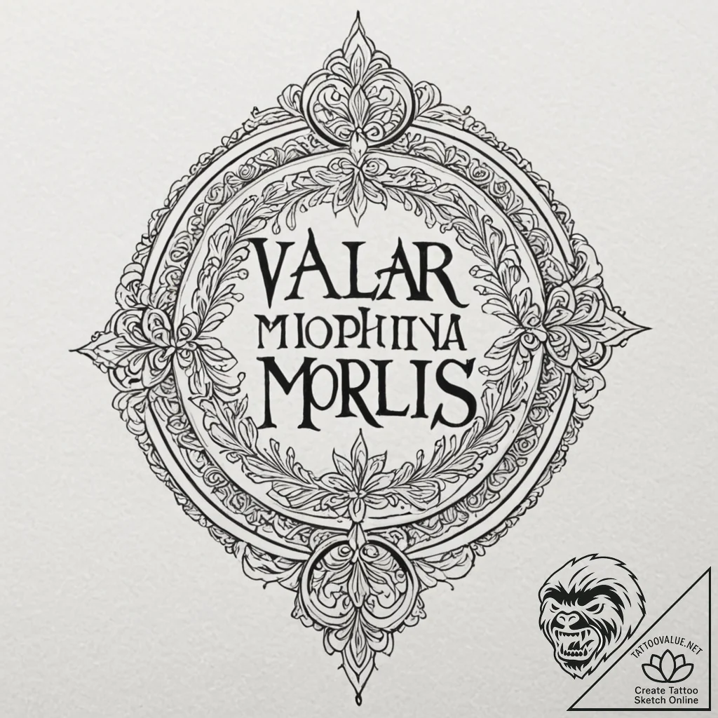 A chicano lettering tattoo of "valar morghuli... - tattoo sketch (№1751857027_0, 07.07.2025 02:57) — tattoovalue.net