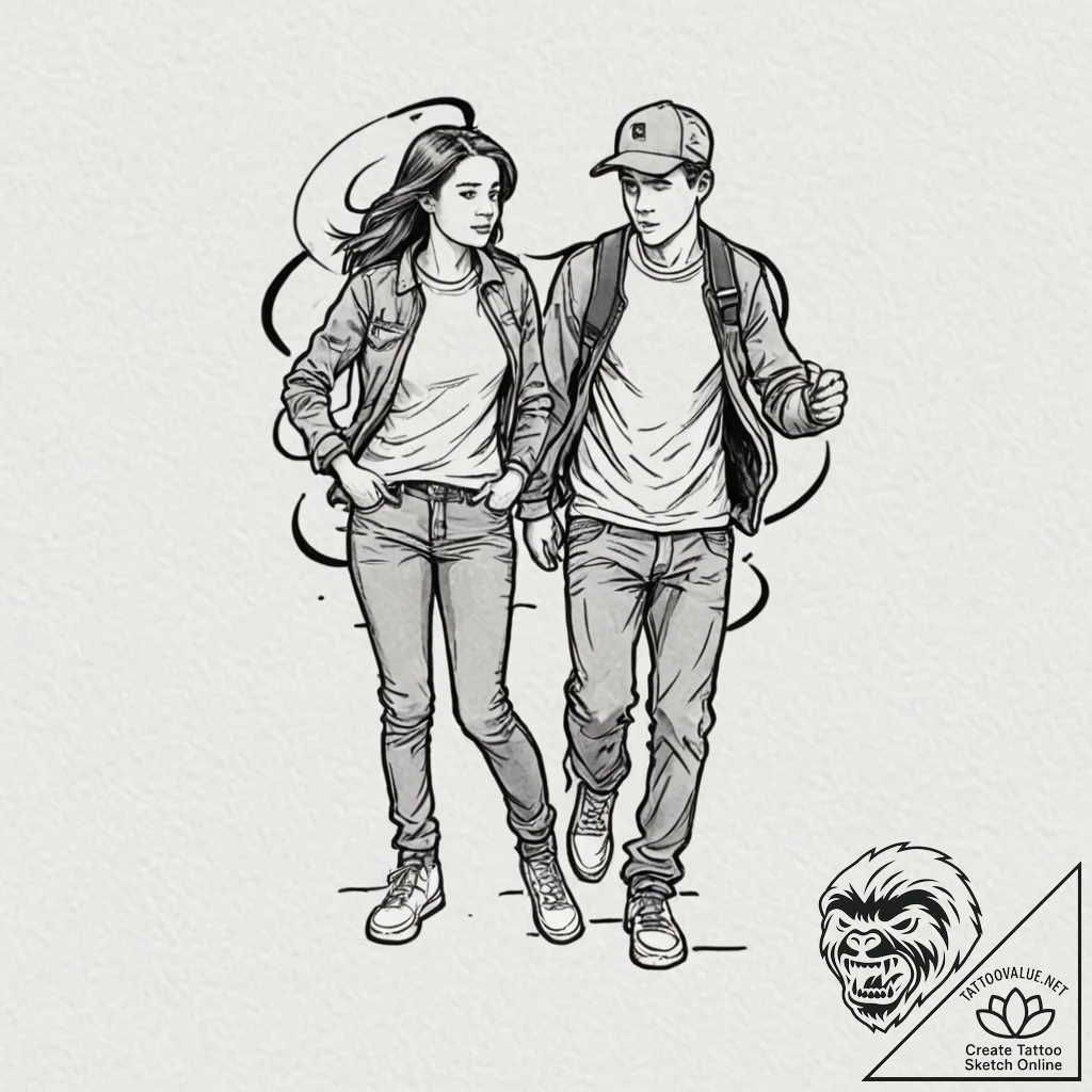 A sketch of the main characters from sex educ... - tattoo sketch (№1751857112_0, 07.07.2025 02:58) — tattoovalue.net