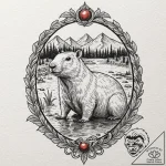 A capybara chilling in a hot spring, tattoo s… – tattoo sketch (№1751857538_0, 07.07.2025 03:05) — tattoovalue.net