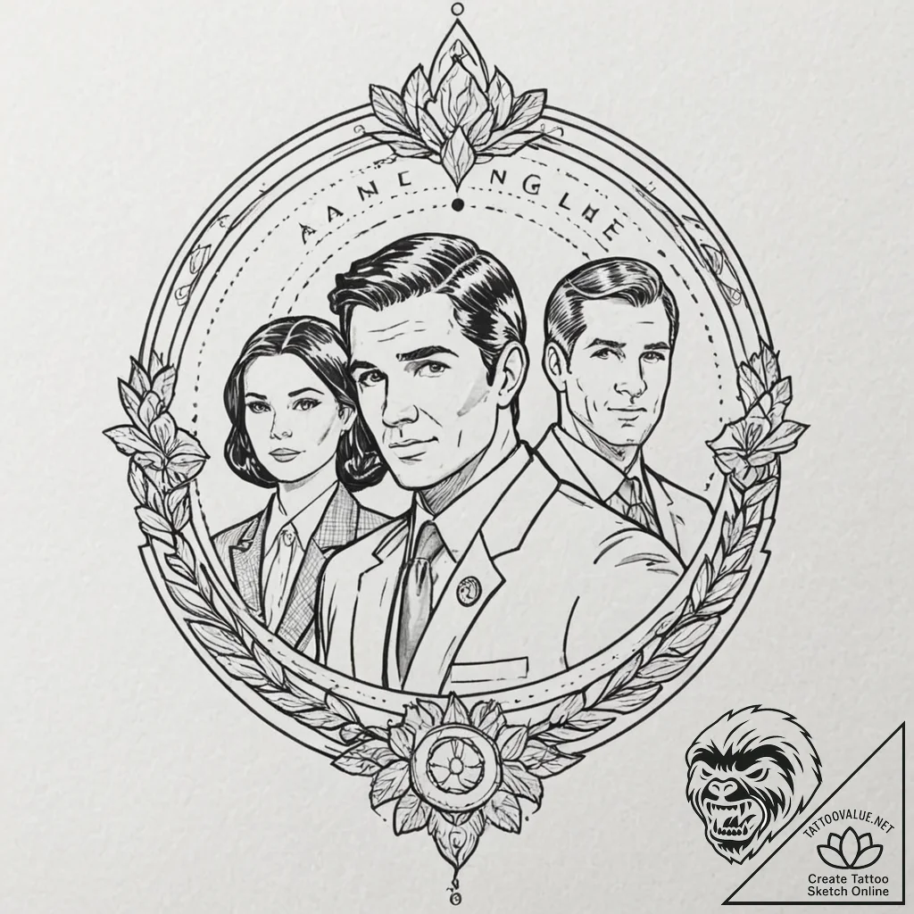 A linework tattoo of the main characters from... - tattoo sketch (№1751857793_0, 07.07.2025 03:09) — tattoovalue.net