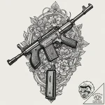 A sketch of a thompson submachine gun, the we… – tattoo sketch (№1751857879_0, 07.07.2025 03:11) — tattoovalue.net