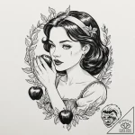 A trash polka tattoo of snow white holding a… – tattoo sketch (№1751858726_0, 07.07.2025 03:25) — tattoovalue.net