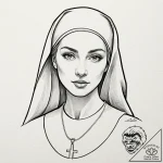 Nun, tattoo drawing outline, masterpiece, bes… – tattoo sketch (№1751858803_0, 07.07.2025 03:26) — tattoovalue.net