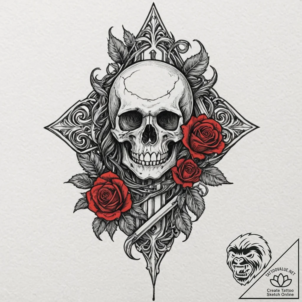 A neo-traditional design of a crysknife, orna... - tattoo sketch (№1751858957_0, 07.07.2025 03:29) — tattoovalue.net