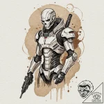 A trash polka design of a reaper from mass ef… – tattoo sketch (№1751859279_0, 07.07.2025 03:34) — tattoovalue.net