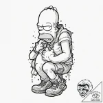 A trash polka tattoo of homer simpson strangl… – tattoo sketch (№1751860668_0, 07.07.2025 03:57) — tattoovalue.net