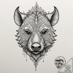 A linework tattoo of inosuke’s boar mask,, ar… – tattoo sketch (№1751861283_0, 07.07.2025 04:08) — tattoovalue.net