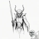 Trash polka sketch of general grievous with h… – tattoo sketch (№1751861628_0, 07.07.2025 04:13) — tattoovalue.net