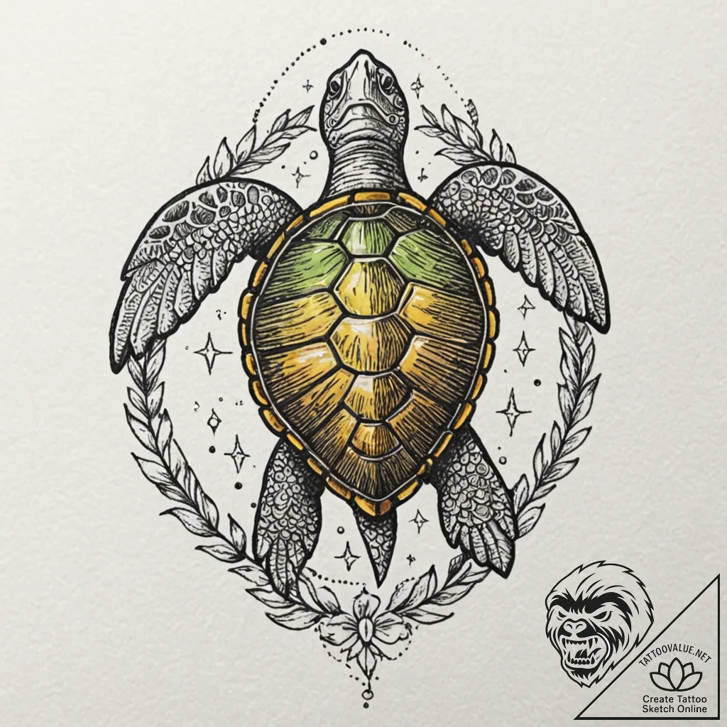 Turtle, tattoo flash sheet design, minimalist... - tattoo sketch (№1751862052_0, 07.07.2025 04:20) — tattoovalue.net