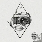 A camera aperture symbol, artistic tattoo ske… – tattoo sketch (№1751862221_0, 07.07.2025 04:23) — tattoovalue.net