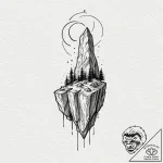 Floating data monolith, concept art for tatto… – tattoo sketch (№1751862305_0, 07.07.2025 04:25) — tattoovalue.net