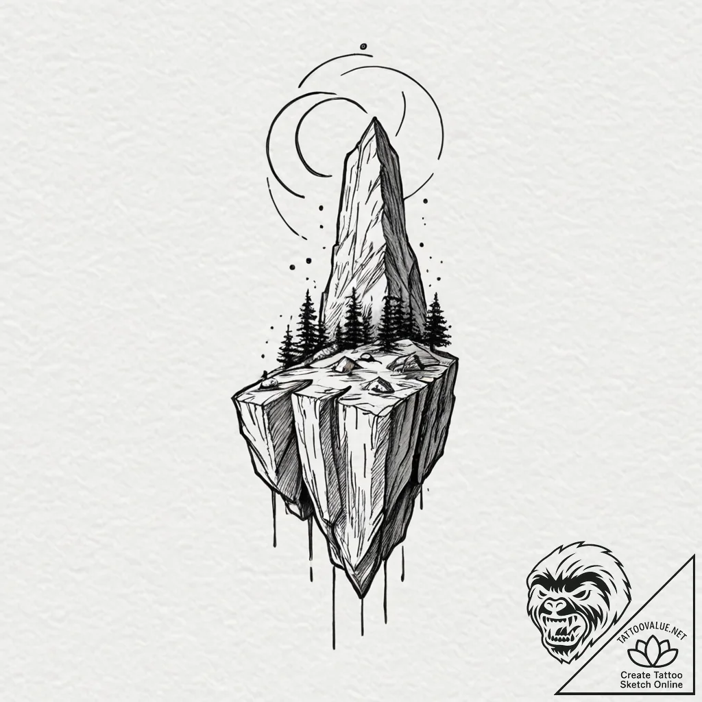 Floating data monolith, concept art for tatto... - tattoo sketch (№1751862305_0, 07.07.2025 04:25) — tattoovalue.net