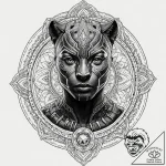 A graphic novel portrait of black panther, “w… – tattoo sketch (№1751862560_0, 07.07.2025 04:29) — tattoovalue.net