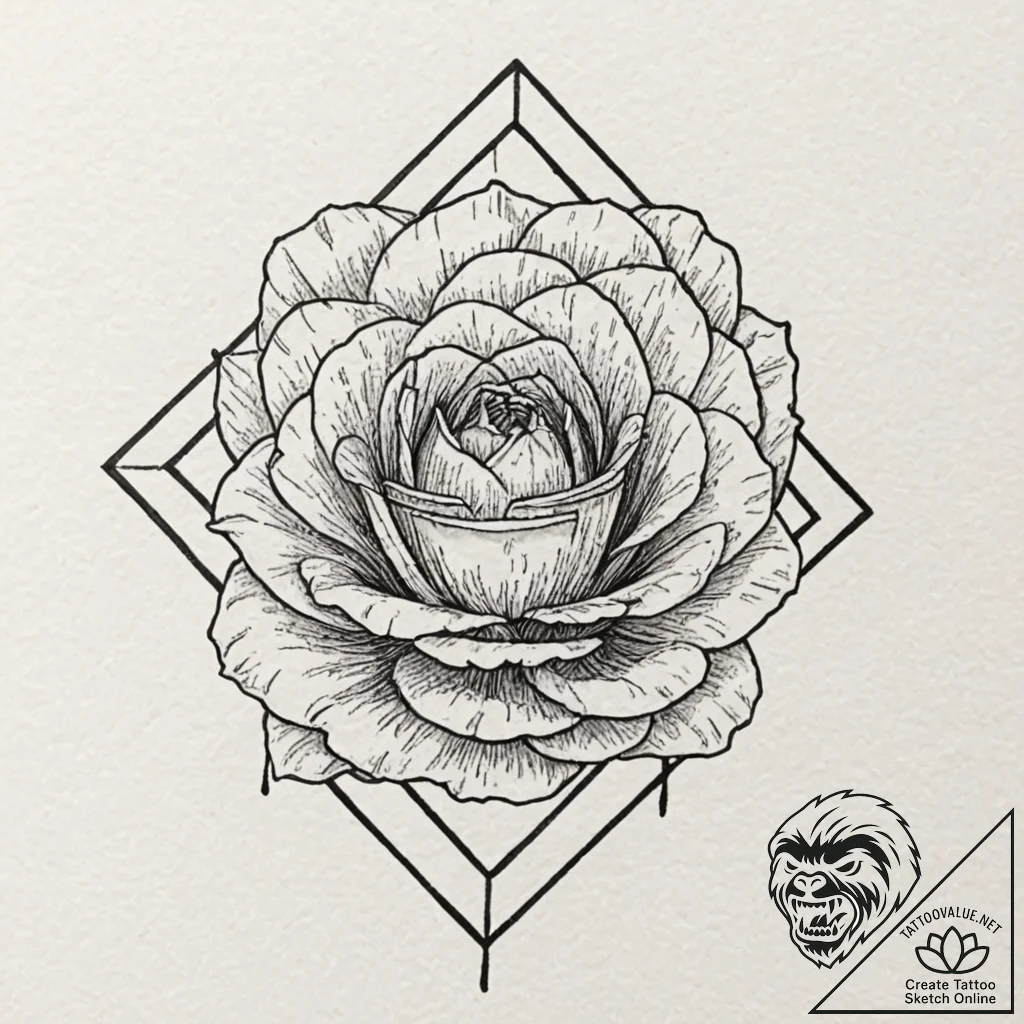 Square, tattoo line art, no background, subje... - tattoo sketch (№1751863072_0, 07.07.2025 04:37) — tattoovalue.net