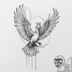 Firebird, concept art for tattoo, minimalist… – tattoo sketch (№1751863251_0, 07.07.2025 04:40) — tattoovalue.net