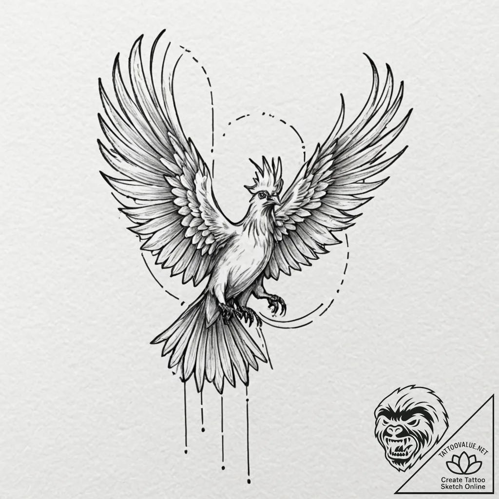 Firebird, concept art for tattoo, minimalist... - tattoo sketch (№1751863251_0, 07.07.2025 04:40) — tattoovalue.net
