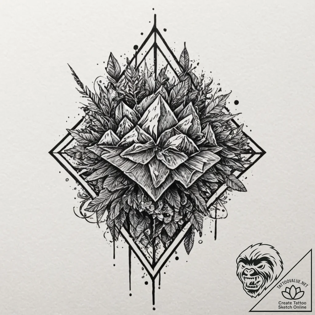 Diamond, ink illustration for tattoo, masterp... - tattoo sketch (№1751863595_0, 07.07.2025 04:46) — tattoovalue.net