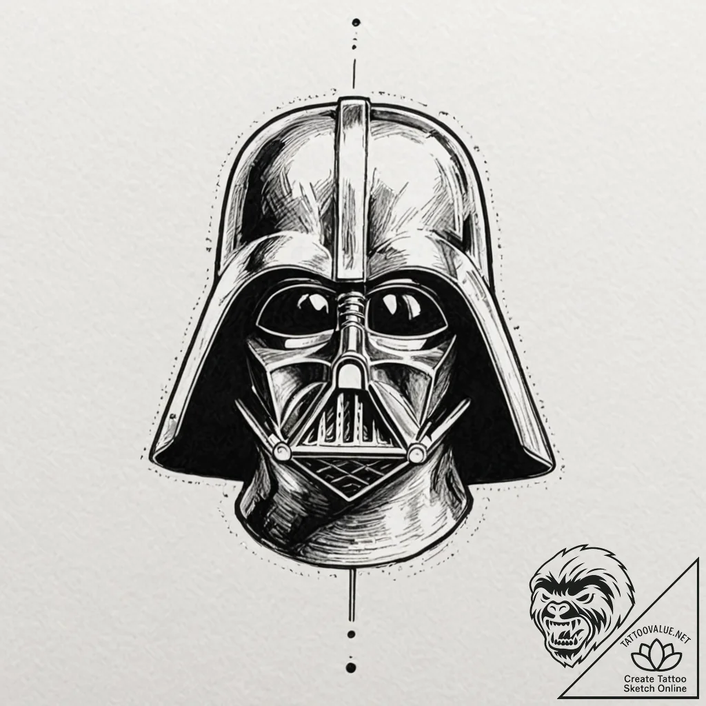 A silhouette of vader's helmet made from the... - tattoo sketch (№1751864103_0, 07.07.2025 04:55) — tattoovalue.net