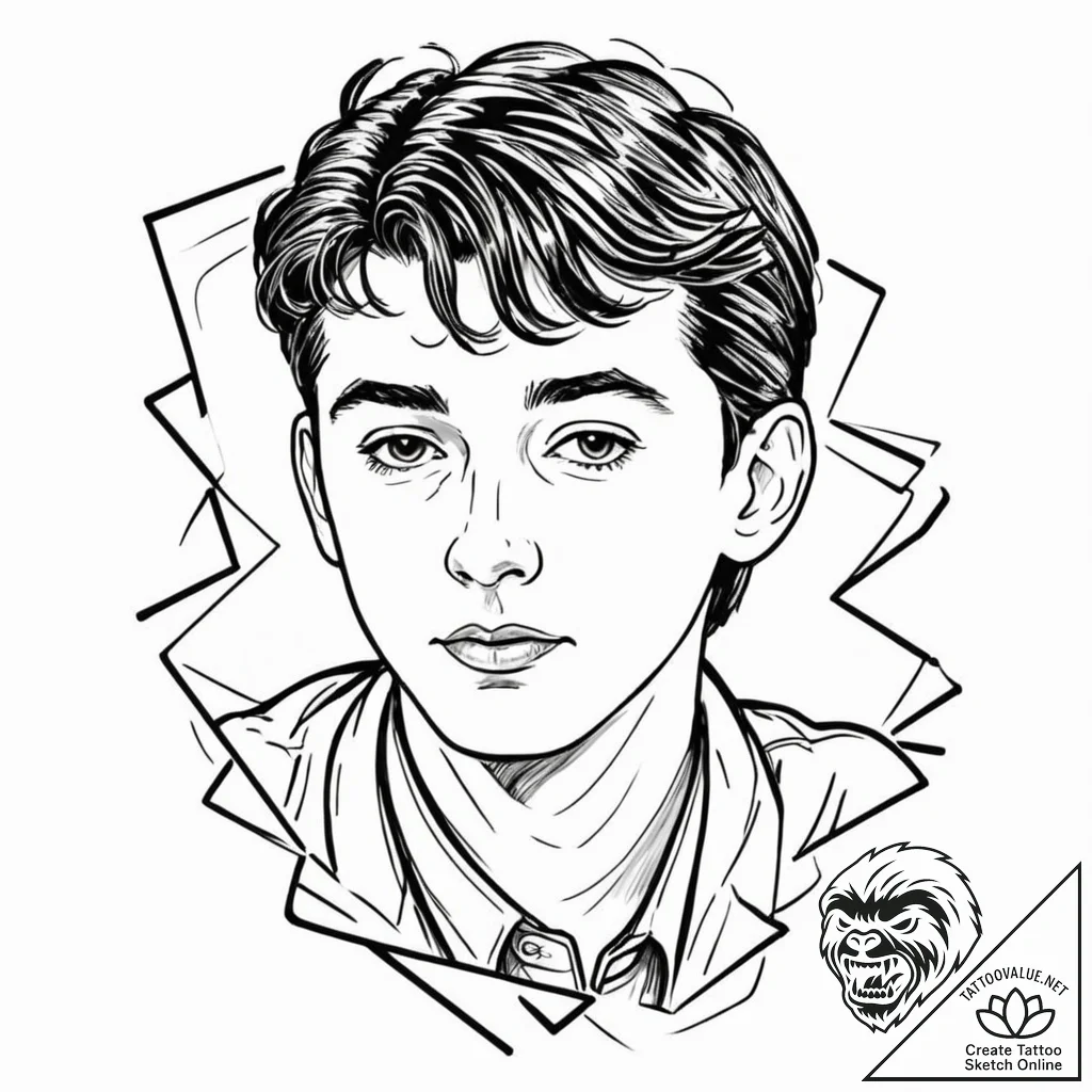 A graphic novel portrait of ferris bueller, f... - tattoo sketch (№1751864359_0, 07.07.2025 04:59) — tattoovalue.net
