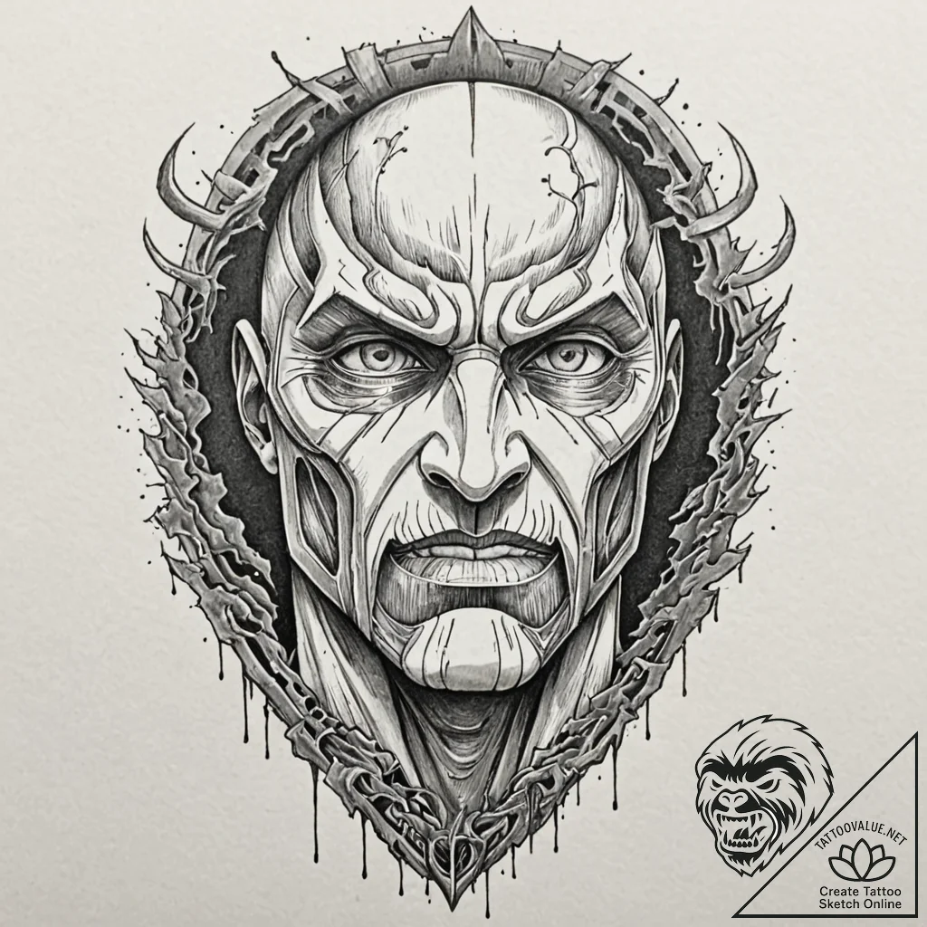 The colossal titan peeking over a wall, artis... - tattoo sketch (№1751864782_0, 07.07.2025 05:06) — tattoovalue.net