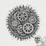 Gears, concept art for tattoo, studio lightin… – tattoo sketch (№1751865369_0, 07.07.2025 05:16) — tattoovalue.net
