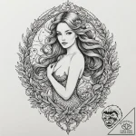 A neo-traditional tattoo of a beautiful, dang… – tattoo sketch (№1751865704_0, 07.07.2025 05:21) — tattoovalue.net