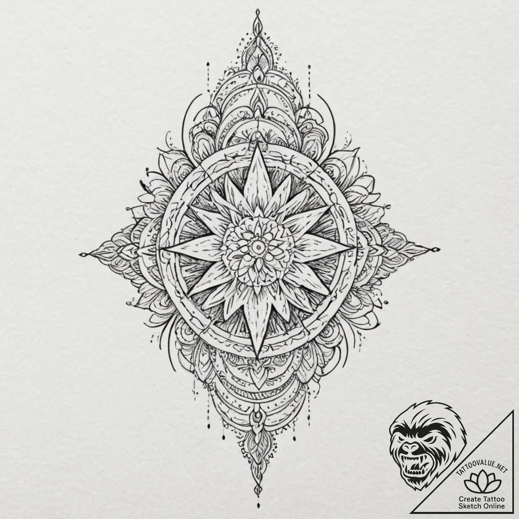 Ornament, concept art for tattoo, unique desi... - tattoo sketch (№1751866296_0, 07.07.2025 05:31) — tattoovalue.net