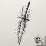 Linework tattoo of the sword narsil, shattere… – tattoo sketch (№1751866719_0, 07.07.2025 05:38) — tattoovalue.net