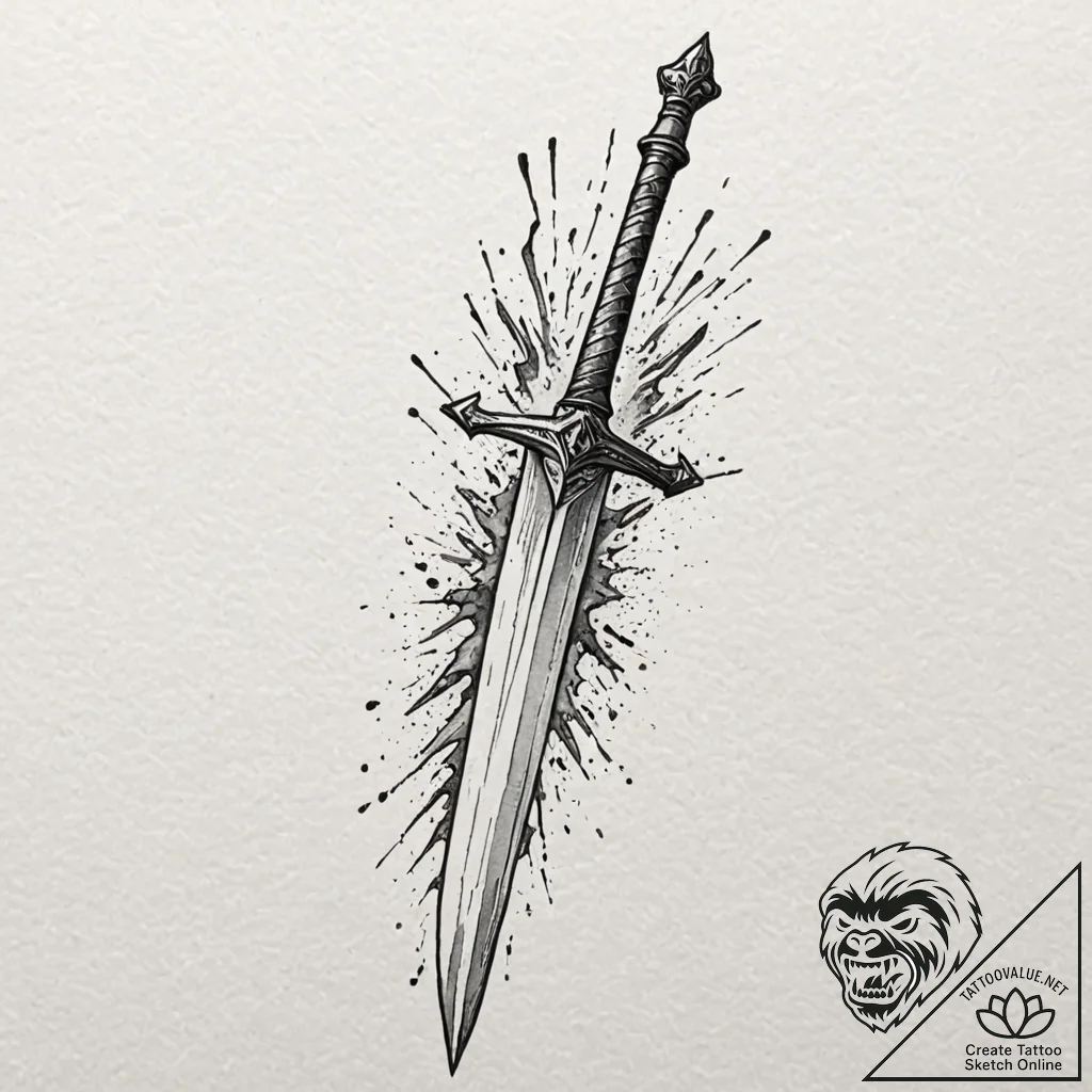 Linework tattoo of the sword narsil, shattere... - tattoo sketch (№1751866719_0, 07.07.2025 05:38) — tattoovalue.net