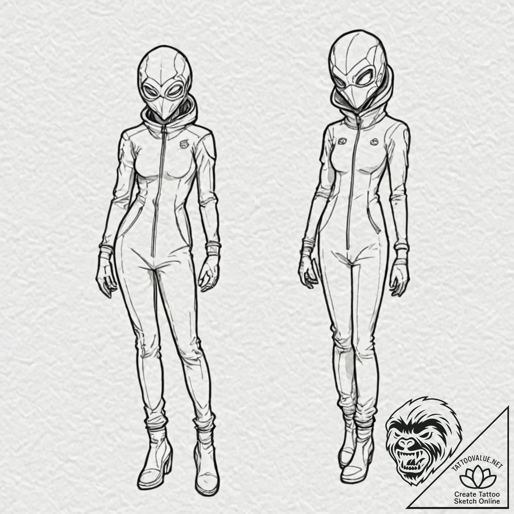 A sketch of the guards in their pink jumpsuit... - tattoo sketch (№1751866805_0, 07.07.2025 05:40) — tattoovalue.net