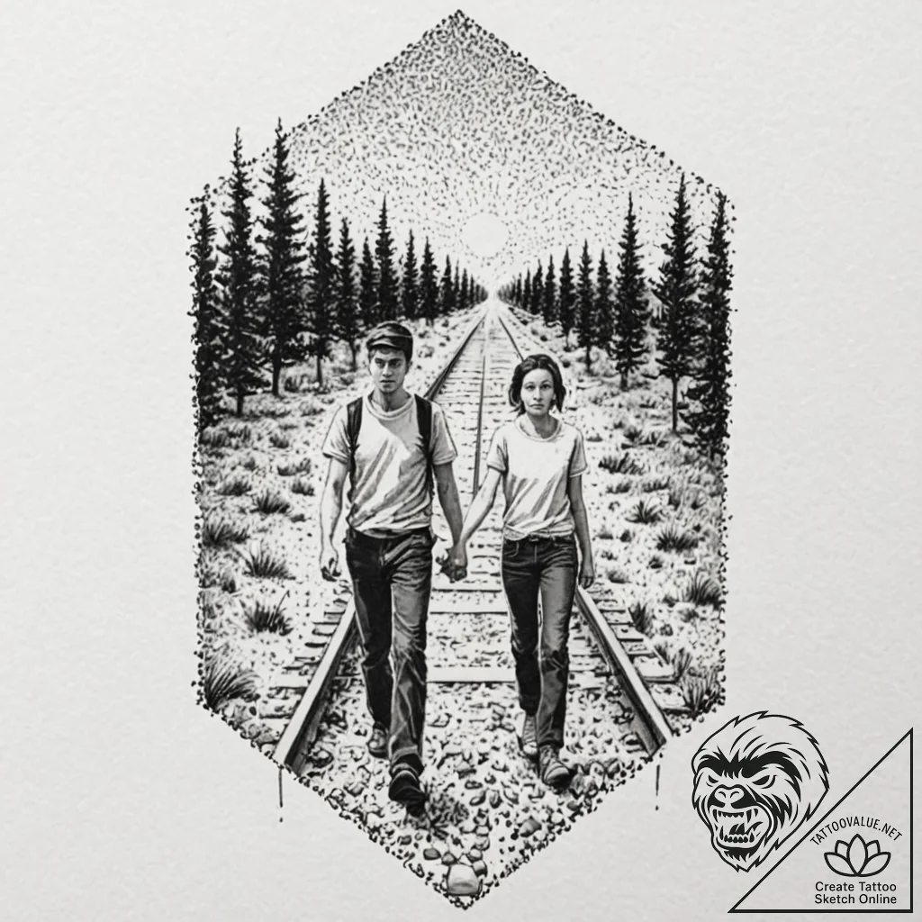 A sketch of the main characters from stand by... - tattoo sketch (№1751866889_0, 07.07.2025 05:41) — tattoovalue.net