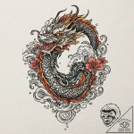 Jг¶rmungandr (world serpent), tattoo line art… – tattoo sketch (№1751866974_0, 07.07.2025 05:42) — tattoovalue.net