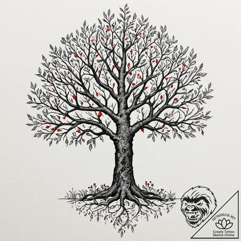 The white tree of gondor, concept art for tat... - tattoo sketch (№1751867061_0, 07.07.2025 05:44) — tattoovalue.net