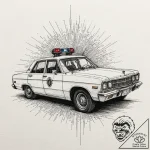 A tattoo of the “spinner” police car, detaile… – tattoo sketch (№1751867228_0, 07.07.2025 05:47) — tattoovalue.net