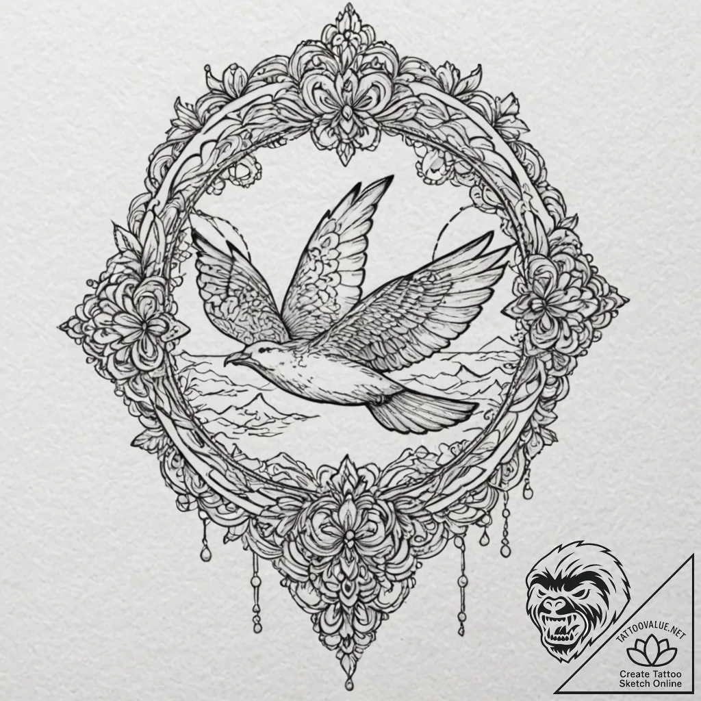 Seagull, tattoo flash sheet design, ornamenta... - tattoo sketch (№1751867480_0, 07.07.2025 05:51) — tattoovalue.net