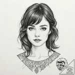 A linework tattoo of the “perfect girl” from… – tattoo sketch (№1751867650_0, 07.07.2025 05:54) — tattoovalue.net