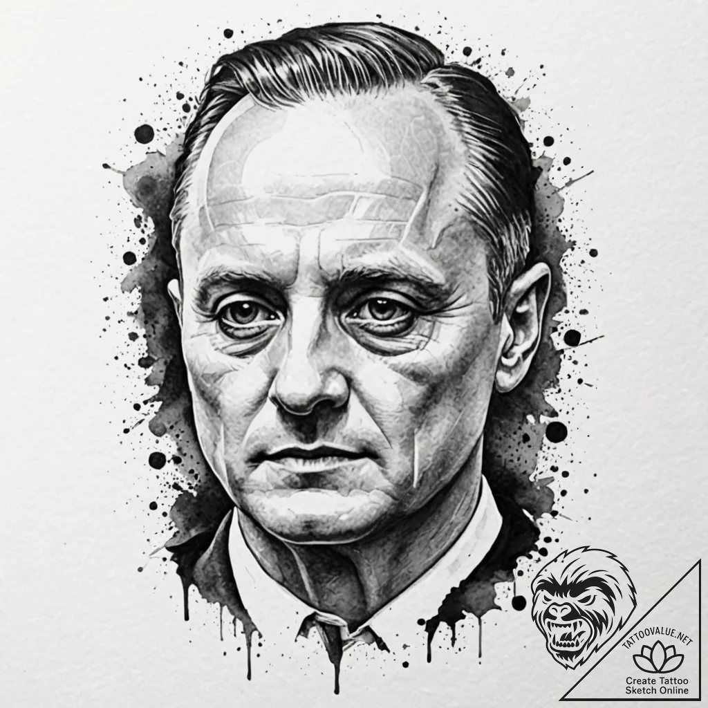 A trash polka portrait of hannibal lecter fro... - tattoo sketch (№1751867734_0, 07.07.2025 05:55) — tattoovalue.net