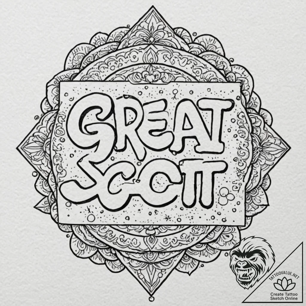 A chicano lettering tattoo of "great scott!".... - tattoo sketch (№1751867818_0, 07.07.2025 05:56) — tattoovalue.net