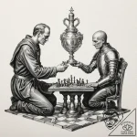 A sketch of the seventh seal, the knight play… – tattoo sketch (№1751868490_0, 07.07.2025 06:08) — tattoovalue.net