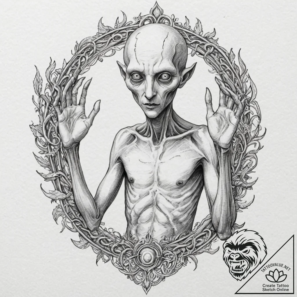 A sketch of the creature from pan's labyrinth... - tattoo sketch (№1751868827_0, 07.07.2025 06:13) — tattoovalue.net
