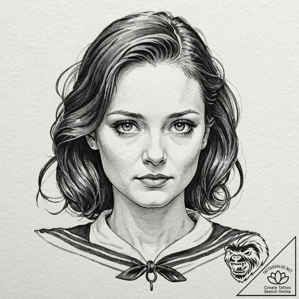 A watercolor sketch of clarice starling, dete... - tattoo sketch (№1751868996_0, 07.07.2025 06:16) — tattoovalue.net