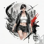 Sketch of joi from blade runner 2049, her hol… – tattoo sketch (№1751869337_0, 07.07.2025 06:22) — tattoovalue.net