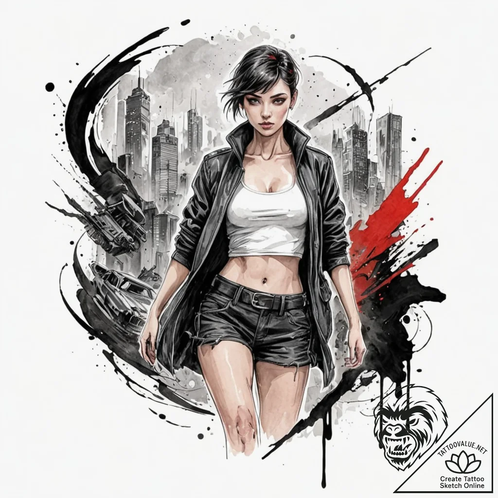 Sketch of joi from blade runner 2049, her hol... - tattoo sketch (№1751869337_0, 07.07.2025 06:22) — tattoovalue.net