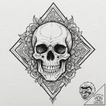 A neo-traditional tattoo of a “death proof” c… – tattoo sketch (№1751869675_0, 07.07.2025 06:27) — tattoovalue.net