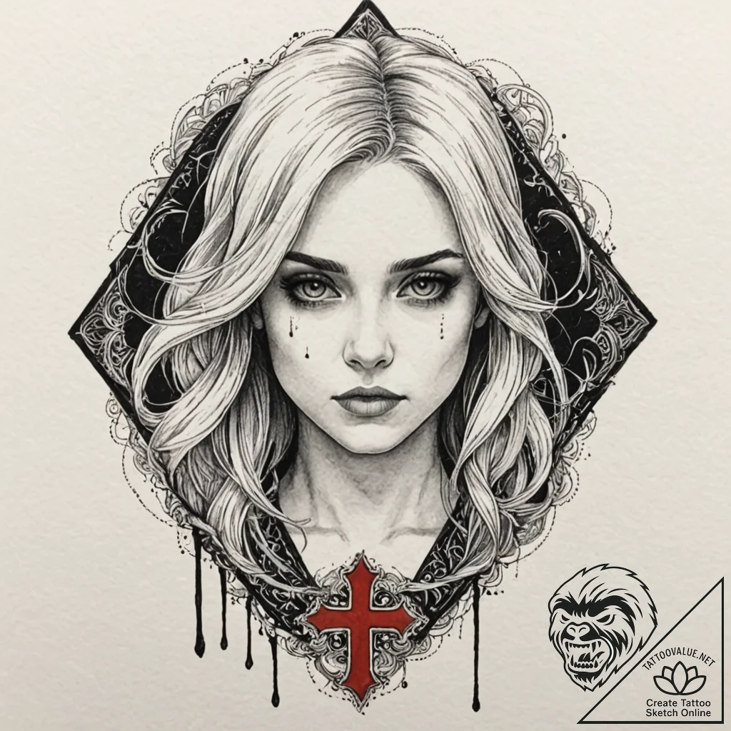 A watercolor sketch of ciri, with her ashen h... - tattoo sketch (№1751869759_0, 07.07.2025 06:29) — tattoovalue.net