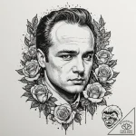 A trash polka portrait of marlon brando as co… – tattoo sketch (№1751869843_0, 07.07.2025 06:30) — tattoovalue.net