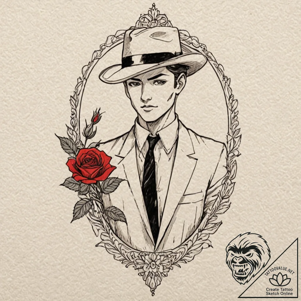 A neo-traditional tattoo of tuxedo mask, with... - tattoo sketch (№1751870266_0, 07.07.2025 06:37) — tattoovalue.net