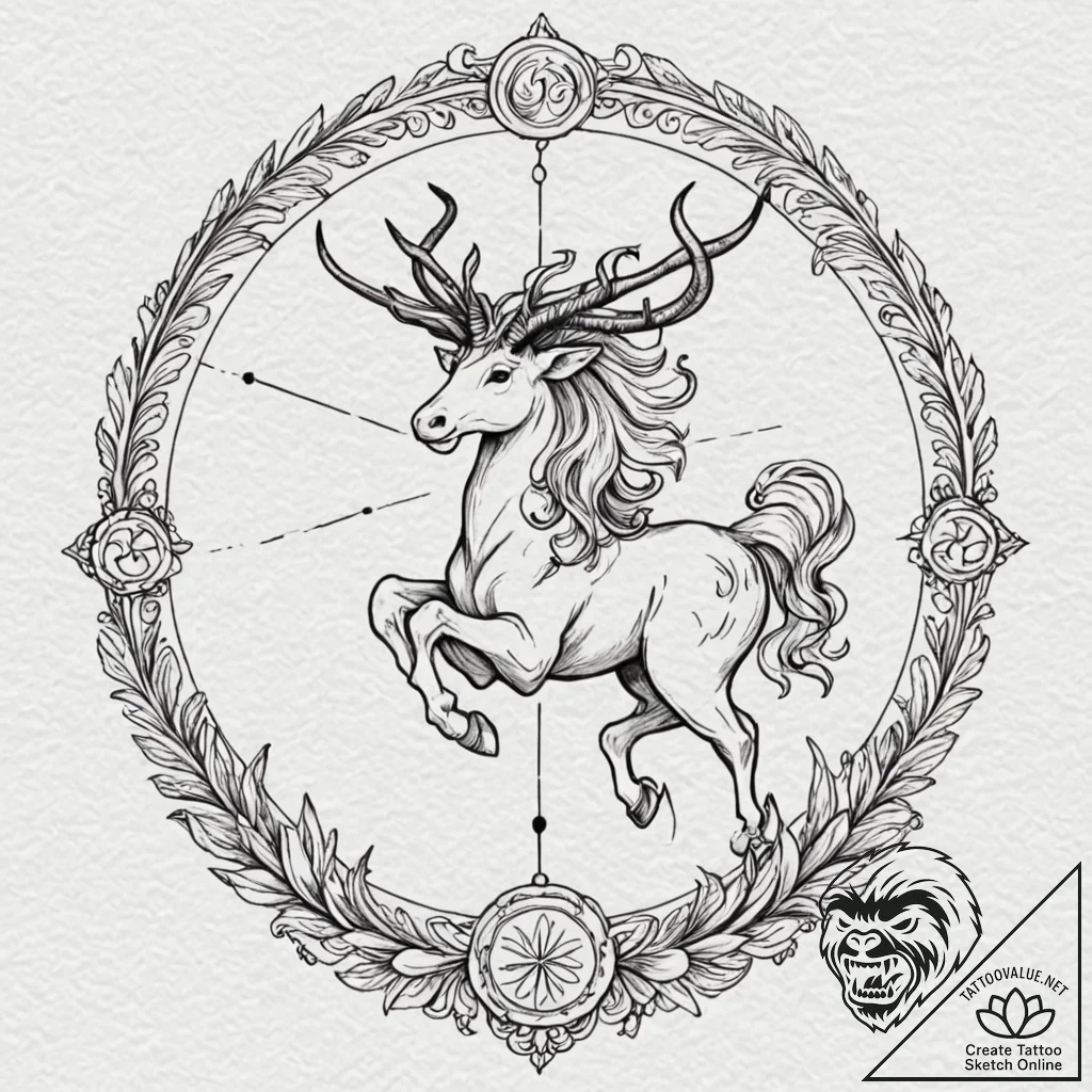 Sagittarius (zodiac sign), ink illustration f... - tattoo sketch (№1751870351_0, 07.07.2025 06:39) — tattoovalue.net
