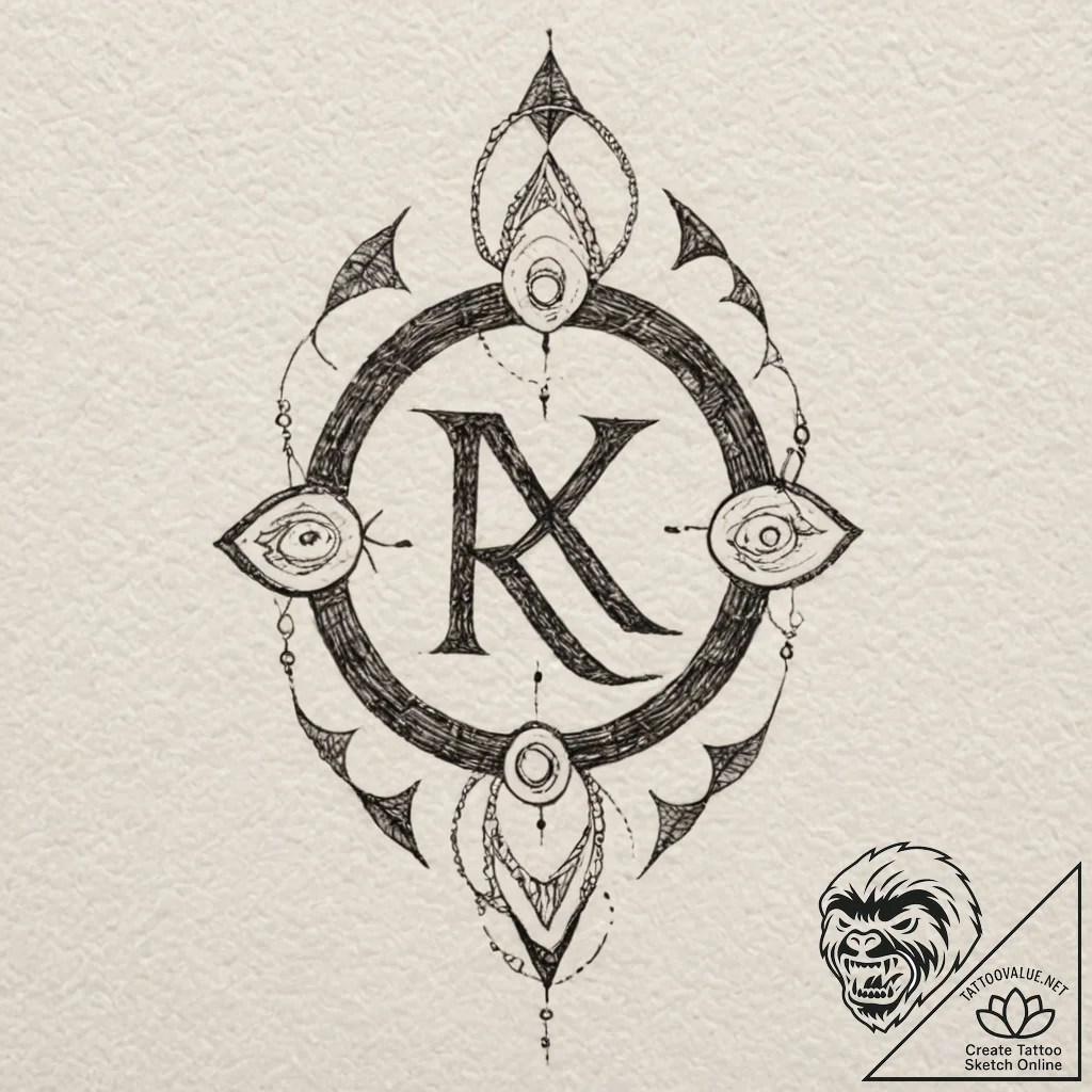 Rune, ink illustration for tattoo, realistic... - tattoo sketch (№1751870686_0, 07.07.2025 06:44) — tattoovalue.net